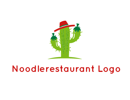 cactus wearing a Mexican hat logo