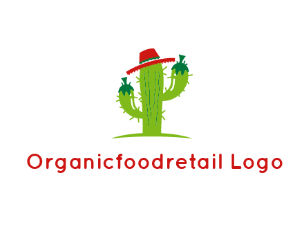 cactus wearing a Mexican hat logo