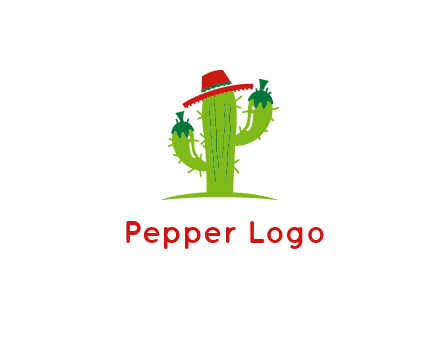 cactus wearing a Mexican hat logo