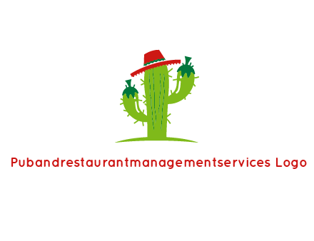 cactus wearing a Mexican hat logo