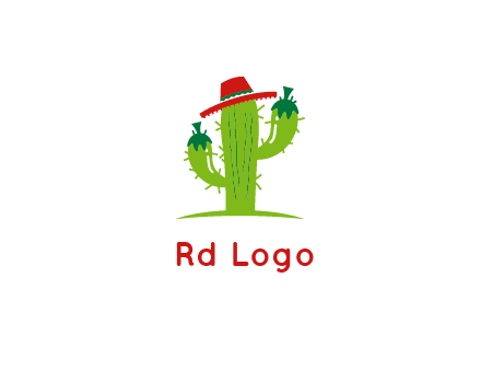 cactus wearing a Mexican hat logo