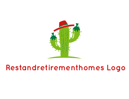 cactus wearing a Mexican hat logo