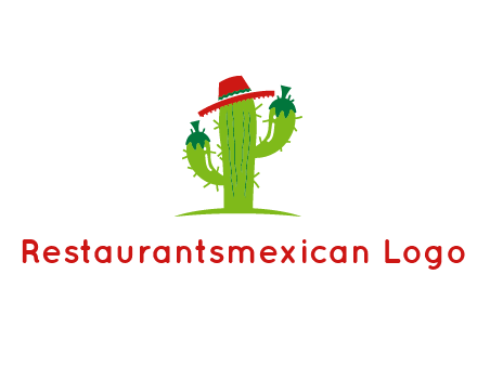 cactus wearing a Mexican hat logo