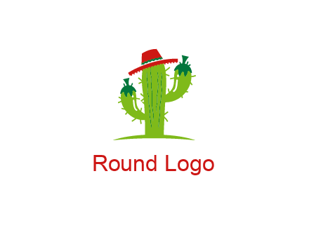 cactus wearing a Mexican hat logo