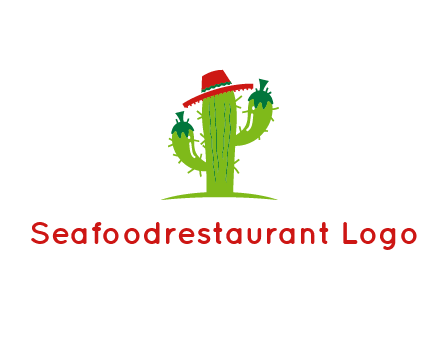 cactus wearing a Mexican hat logo