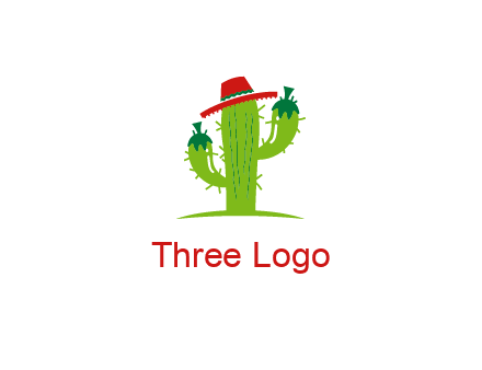 cactus wearing a Mexican hat logo