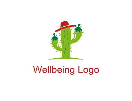 cactus wearing a Mexican hat logo