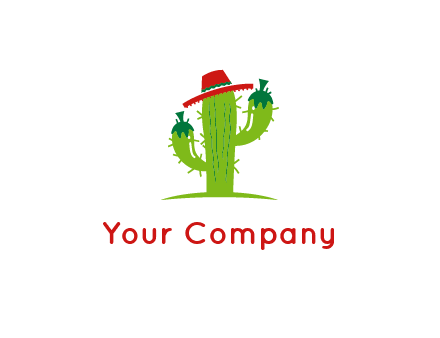 cactus wearing a Mexican hat logo