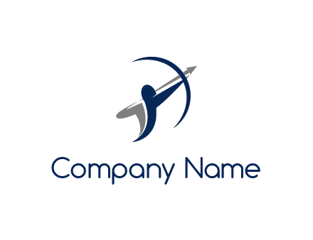 figure with a bow and arrow for an archery or sports logo