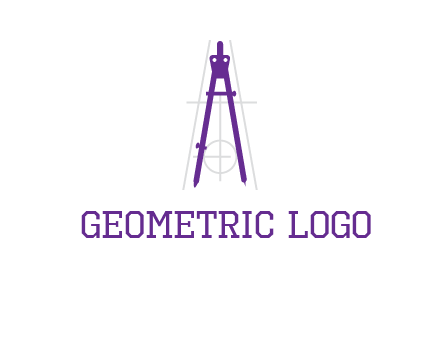 drawing compass with geometric lines logo