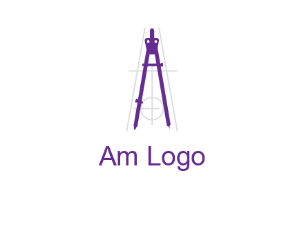 drawing compass with geometric lines logo