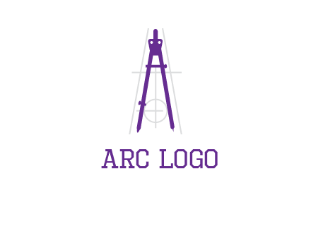 drawing compass with geometric lines logo