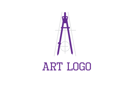 drawing compass with geometric lines logo