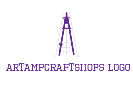 drawing compass with geometric lines logo