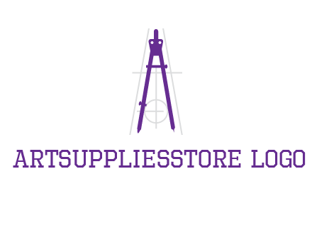 drawing compass with geometric lines logo