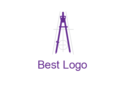 drawing compass with geometric lines logo