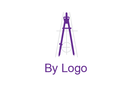 drawing compass with geometric lines logo
