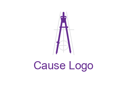 drawing compass with geometric lines logo