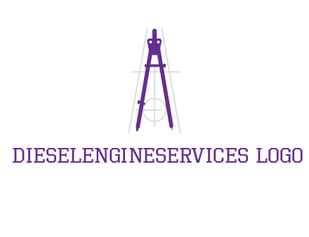 drawing compass with geometric lines logo