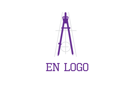 drawing compass with geometric lines logo