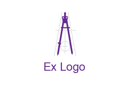drawing compass with geometric lines logo
