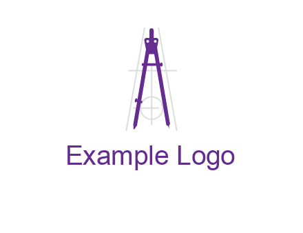 drawing compass with geometric lines logo
