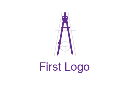 drawing compass with geometric lines logo