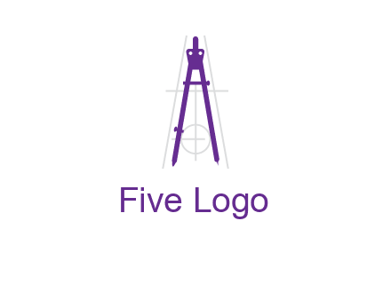 drawing compass with geometric lines logo