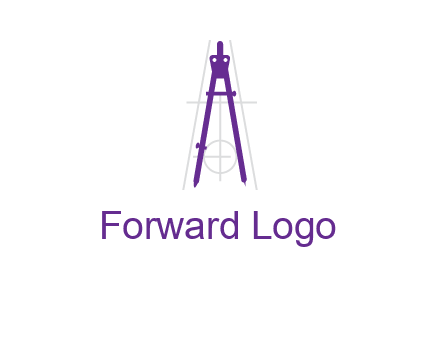 drawing compass with geometric lines logo