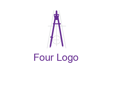 drawing compass with geometric lines logo