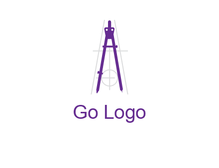 drawing compass with geometric lines logo