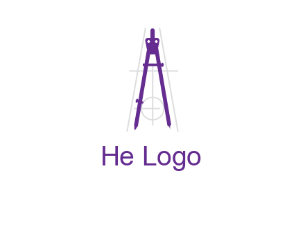 drawing compass with geometric lines logo