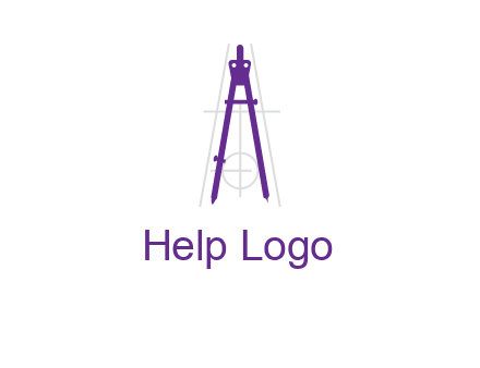 drawing compass with geometric lines logo