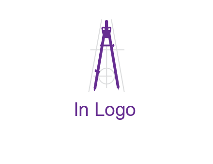 drawing compass with geometric lines logo