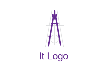 drawing compass with geometric lines logo