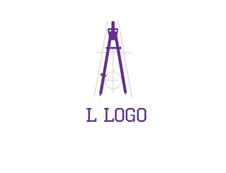 drawing compass with geometric lines logo