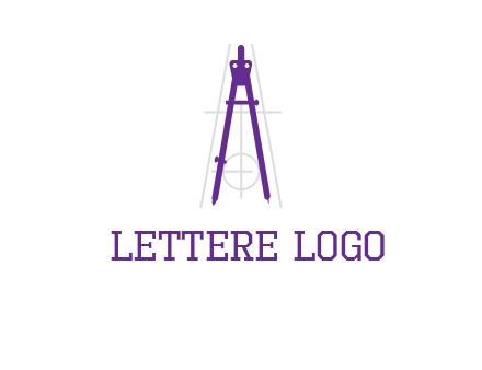 drawing compass with geometric lines logo