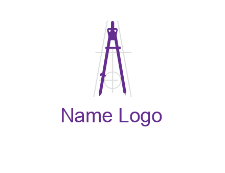 drawing compass with geometric lines logo