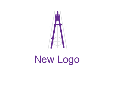 drawing compass with geometric lines logo