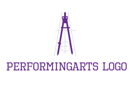 drawing compass with geometric lines logo