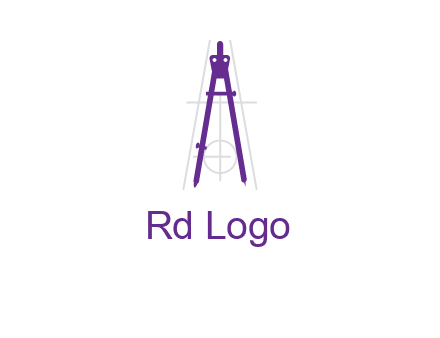 drawing compass with geometric lines logo