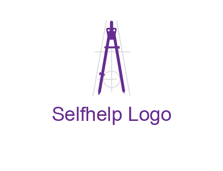 drawing compass with geometric lines logo