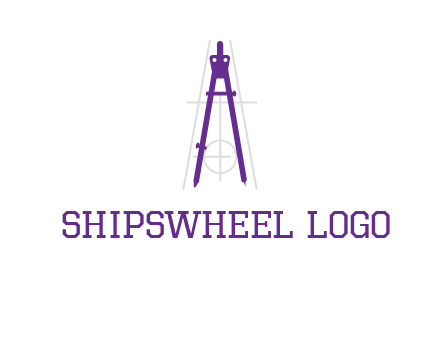 drawing compass with geometric lines logo