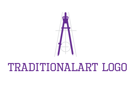 drawing compass with geometric lines logo