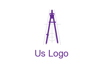 drawing compass with geometric lines logo
