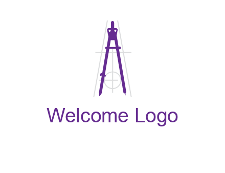 drawing compass with geometric lines logo
