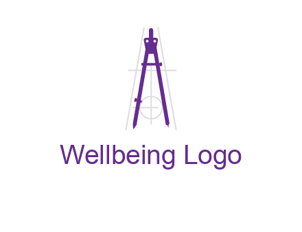 drawing compass with geometric lines logo