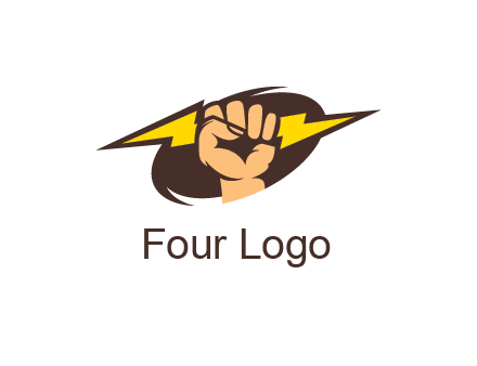 fist holding a lightening bolt in energy logo