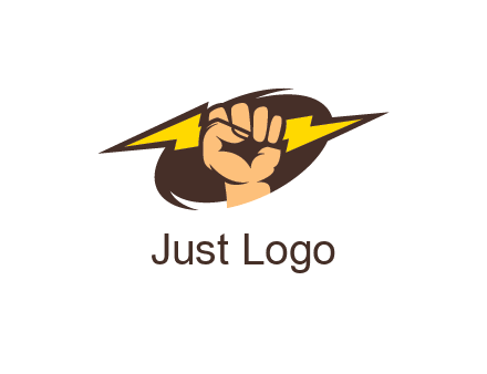 fist holding a lightening bolt in energy logo
