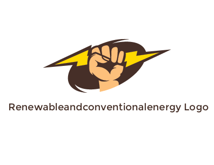 fist holding a lightening bolt in energy logo